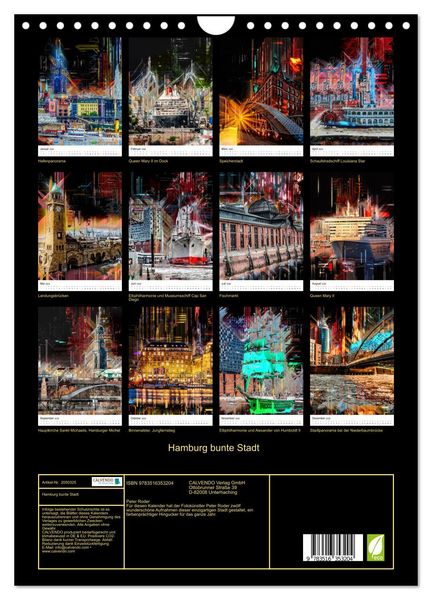 Produktbild: Hamburg bunte Stadt (Wandkalender 2026 DIN A4 hoch), CALVENDO Monatskalender