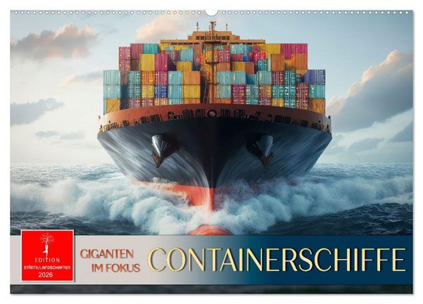 Containerschiffe - Giganten im Fokus (Wandkalender 2026 DIN A2 quer), CALVENDO Monatskalender