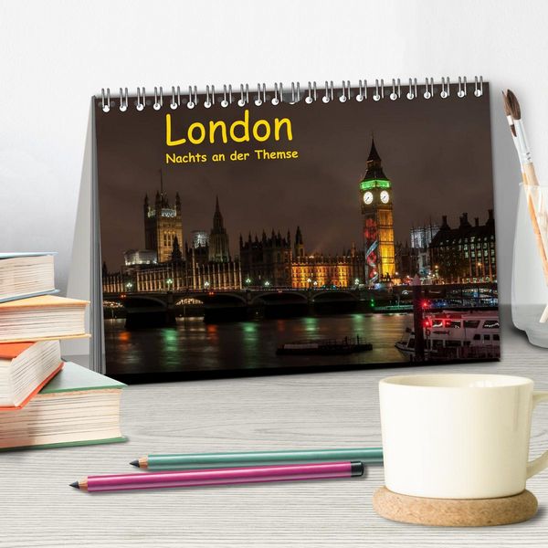 Produktbild: London - Nachts an der Themse (Tischkalender 2026 DIN A5 quer), CALVENDO Monatskalender