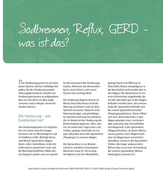 Produktbild: K&ouml;stlich essen Reflux und Sodbrennen