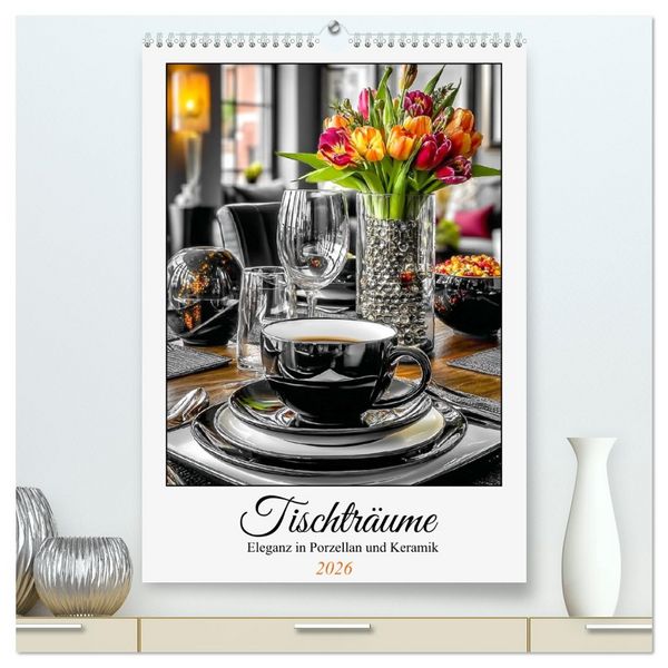 Produktbild: Tischtr&auml;ume. Eleganz in Porzellan und Keramik (hochwertiger Premium Wandkalender 2026 DIN A2 hoch), Kunstdruck in Hochglanz