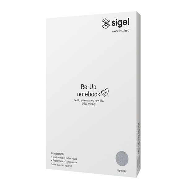 Produktbild: SIGEL RU100 Notizbuch Re-Up, ca. A5, kariert, Softcover, hellgrau, 100 S.
