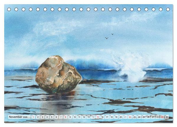 Produktbild: Komm mit ans Meer &ndash; Aquarelle (Tischkalender 2026 DIN A5 quer), CALVENDO Monatskalender