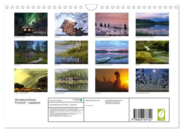Produktbild: Wundersch&ouml;nes Finnisch - Lappland (Wandkalender 2026 DIN A4 quer), CALVENDO Monatskalender