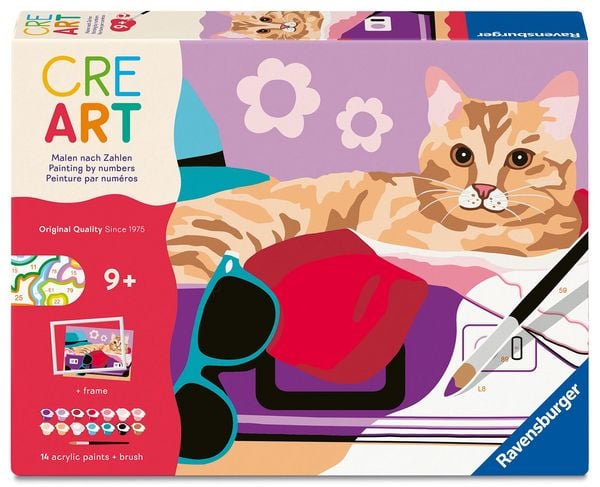 CreArt, Malen nach Zahlen Kinder - Katze im Koffer
