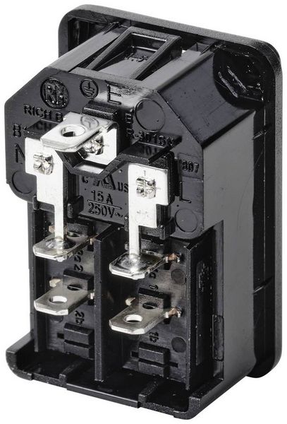 Produktbild: TRU COMPONENTS TC-10088380 Kaltger&auml;te-Steckverbinder C14 Stecker, Einbau vertikal Gesamtpolzahl: 3 10 A Schwarz 1 St.