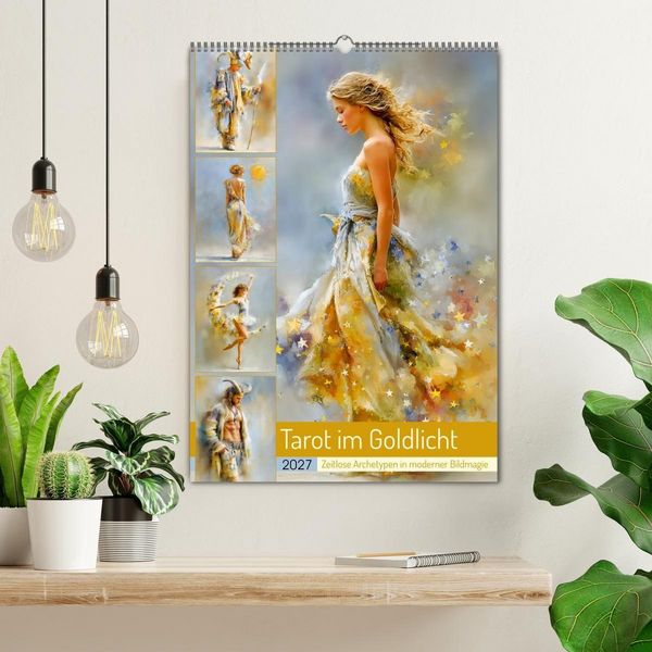 Produktbild: Tarot im Goldlicht. Zeitlose Archetypen in moderner Bildmagie (Wandkalender 2027 DIN A2 hoch), CALVENDO Monatskalender