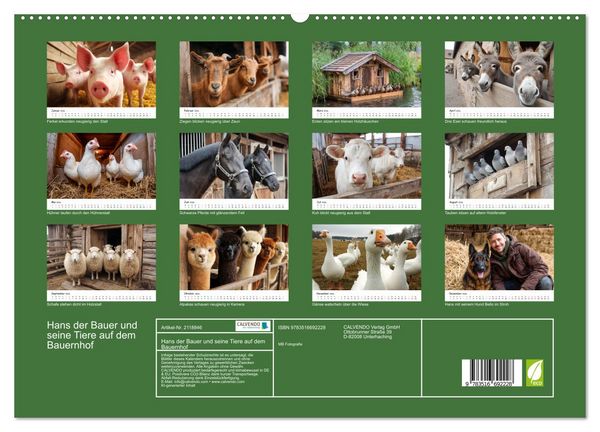 Produktbild: Hans der Bauer und seine Tiere auf dem Bauernhof (hochwertiger Premium Wandkalender 2026 DIN A2 quer), Kunstdruck in Hochglanz
