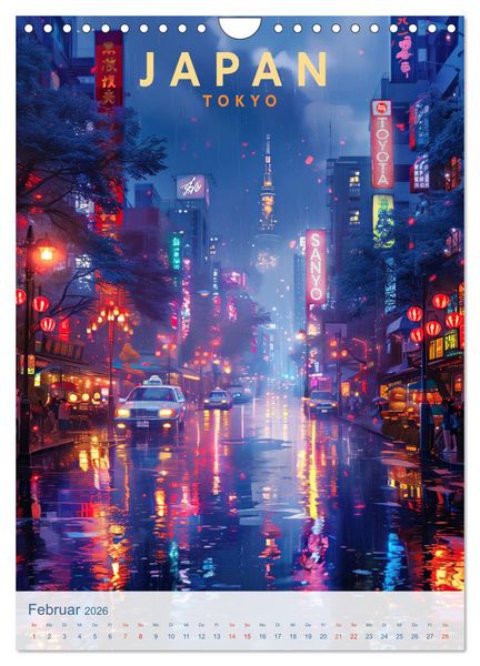 Produktbild: Japan - Old School Poster Style (Wandkalender 2026 DIN A4 hoch), CALVENDO Monatskalender