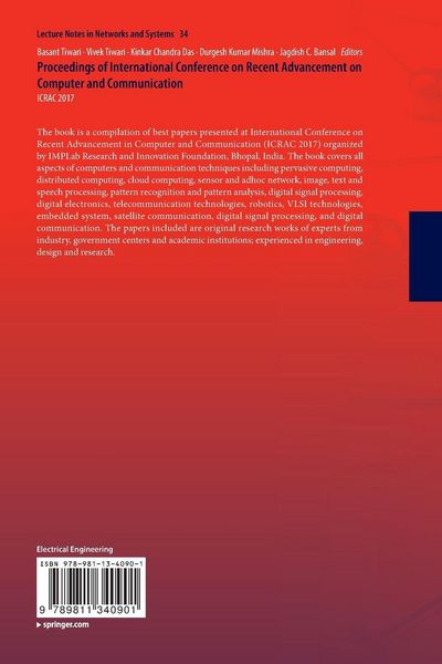 Produktbild: Proceedings of International Conference on Recent Advancement on Computer and Communication