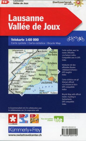 Produktbild: Radwanderkarte Lausanne - Vall&eacute;e de Joux mit Ortsindex (14)
