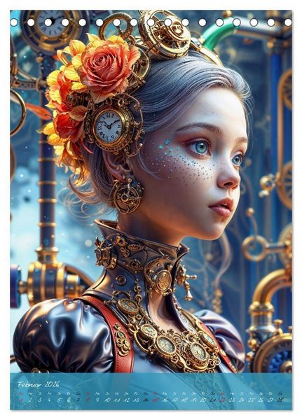 Produktbild: Fantasie-K&ouml;niginnen des Steampunk - Digitale Kunst (Tischkalender 2026 DIN A5 hoch), CALVENDO Monatskalender