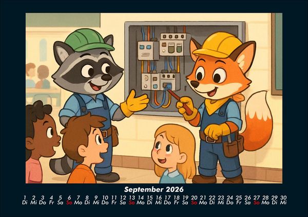 Produktbild: Rocco & Finn - Auf dem Weg zum Elektriker 2026 Fotokalender DIN A4