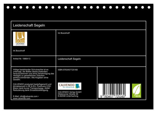 Produktbild: Leidenschaft Segeln (Tischkalender 2026 DIN A5 quer), CALVENDO Monatskalender