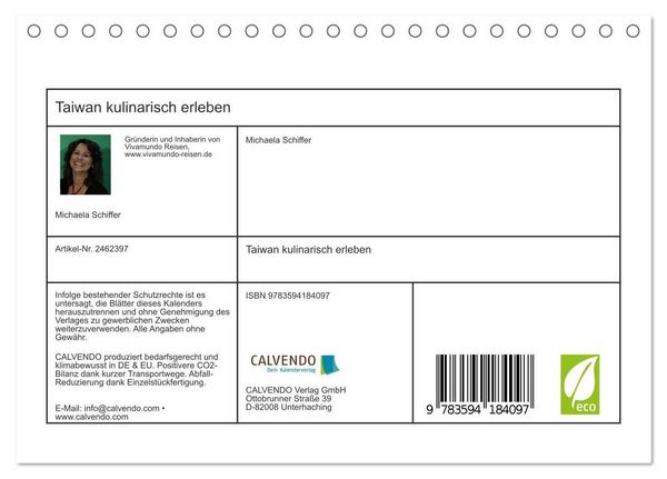 Produktbild: Taiwan kulinarisch erleben (Tischkalender 2027 DIN A5 quer), CALVENDO Monatskalender