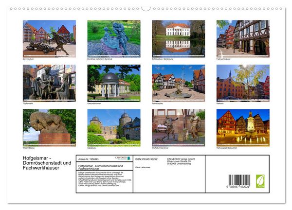 Produktbild: Hofgeismar - Dornr&ouml;schenstadt und Fachwerkh&auml;user (hochwertiger Premium Wandkalender 2026 DIN A2 quer), Kunstdruck in Hochglanz