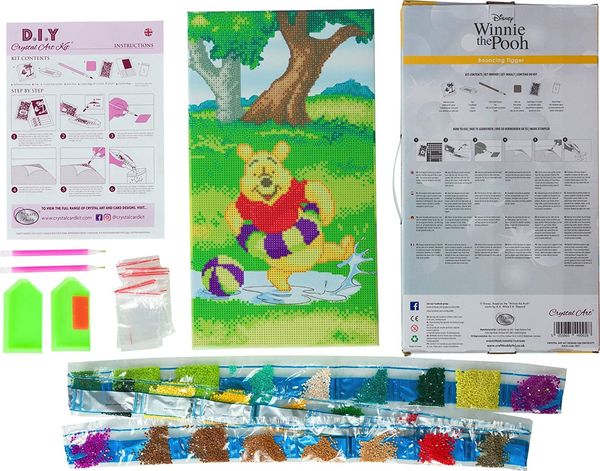 Produktbild: Craft Buddy CAK-DNY953TT - Crystal Art, Winnie Splashing, Kit, Teil 3 des Triptych, 40 x 22 cm cm
