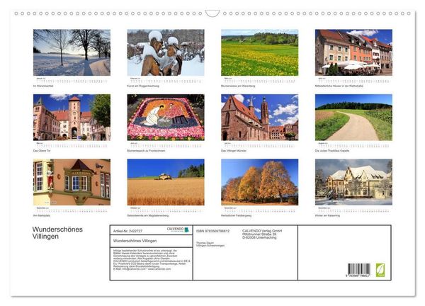 Produktbild: Wundersch&ouml;nes Villingen (Wandkalender 2027 DIN A2 quer), CALVENDO Monatskalender