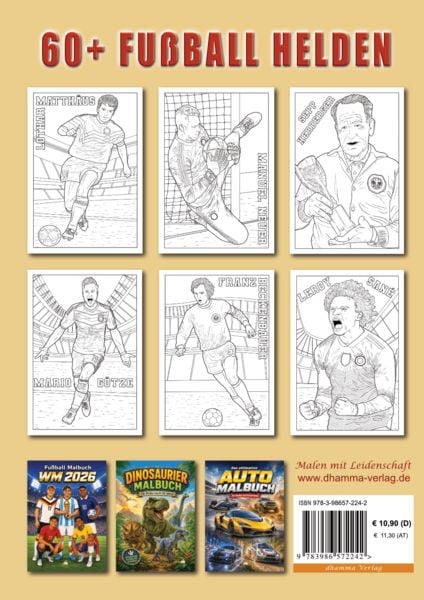Produktbild: Fu&szlig;ball-Malbuch STARS & LEGENDEN der deutschen Nationalmannschaft mit &uuml;ber 60 Motiven zum Ausmalen und Steckbriefen zu jedem Spieler