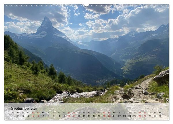 Produktbild: Alpenauszeit - Schweizer Bergsommermomente f&uuml;r die Seele (hochwertiger Premium Wandkalender 2026 DIN A2 quer), Kunstdruck in Hochglanz