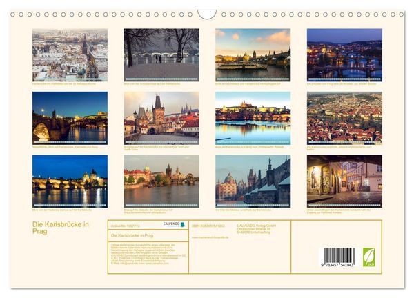 Produktbild: Die Karlsbr&uuml;cke in Prag (Wandkalender 2026 DIN A3 quer), CALVENDO Monatskalender