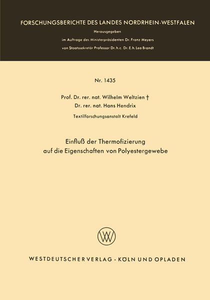 Produktbild: Einflu&szlig; der Thermofizierung auf die Eigenschaften von Polyestergewebe