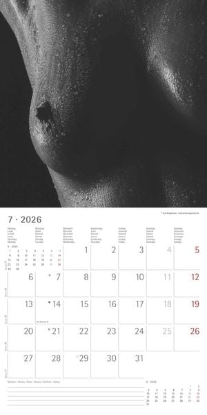 Produktbild: Feminine 2026 - Broschürenkalender 30x30 cm (30x60 geöffnet) - Kalender mit Platz für Notizen - Feminin - Bildkalender - Wandplaner - Erotikkalender