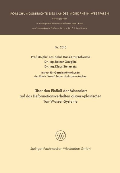 Produktbild: &Uuml;ber den Einflu&szlig; der Mineralart auf das Deformationsverhalten dispers-plastischer Ton-Wasser-Systeme