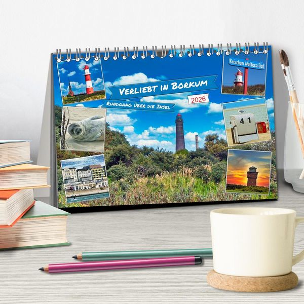Produktbild: Verliebt in Borkum (Tischkalender 2026 DIN A5 quer), CALVENDO Monatskalender