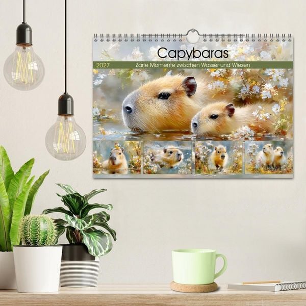 Produktbild: Capybaras. Zarte Momente zwischen Wasser und Wiesen (Wandkalender 2027 DIN A4 quer), CALVENDO Monatskalender