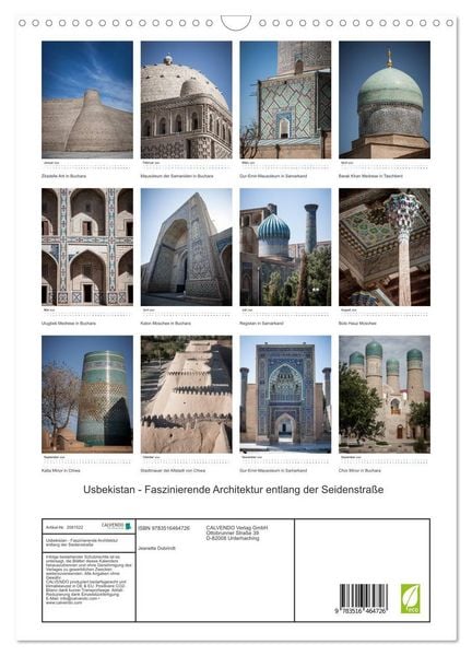 Produktbild: Usbekistan - Faszinierende Architektur entlang der Seidenstra&szlig;e (Wandkalender 2026 DIN A3 hoch), CALVENDO Monatskalender