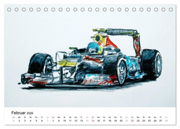 Produktbild: Illustrationen Formel 1 Rennwagen (Tischkalender 2026 DIN A5 quer), CALVENDO Monatskalender