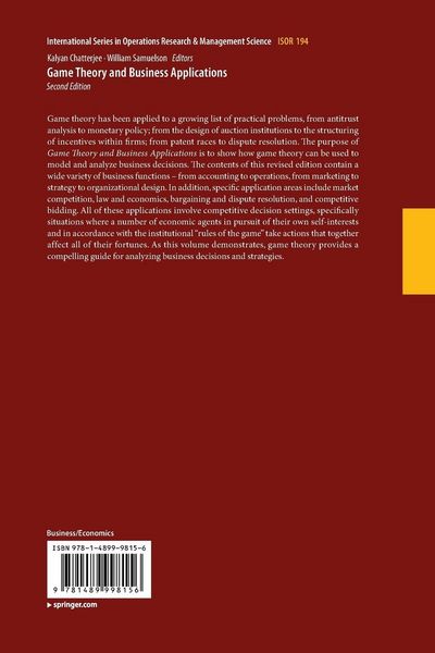 Produktbild: Game Theory and Business Applications