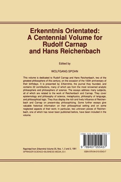 Produktbild: Erkenntnis Orientated: A Centennial Volume for Rudolf Carnap and Hans Reichenbach