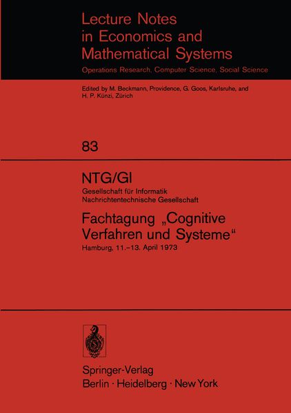 NTG/GI Gesellschaft für Informatik Nachrichtentechnische Gesellschaft. Fachtagung „Cognitive Verfahren und Systeme“, Taschenbuch von , Springer