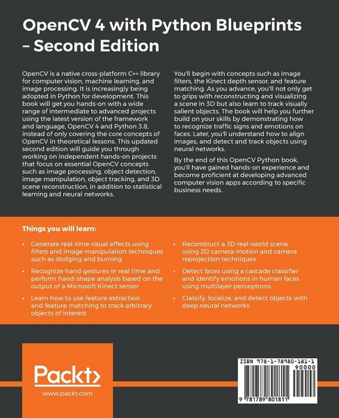 Produktbild: OpenCV 4 with Python Blueprints, Second Edition