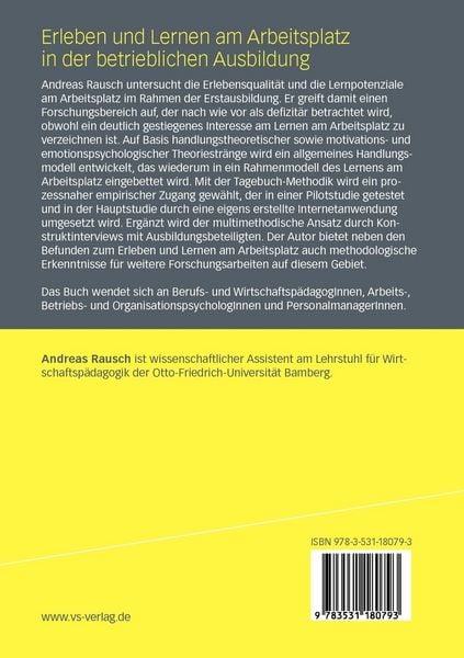 Produktbild: Erleben und Lernen am Arbeitsplatz in der betrieblichen Ausbildung