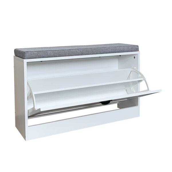 Produktbild: HTI-Living Schuhschrank Thekla 1 Klappe 80 cm Wei&szlig; mit Sitzkissen
