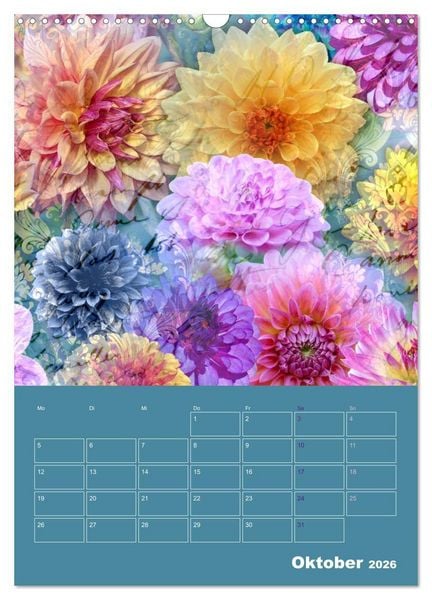 Produktbild: Kunterbunt gemischt - Kunterbunt gemischt - Farbenfroher Jahresplaner mit aufw&auml;ndigen Pflanzencollagen (Wandkalender 2026 DIN A3 hoch), CALVENDO Monatskalender
