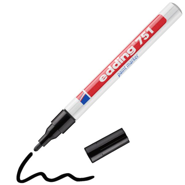 Produktbild: Edding 751 4-751-9-001 Lackmarker Schwarz 1 mm, 2mm