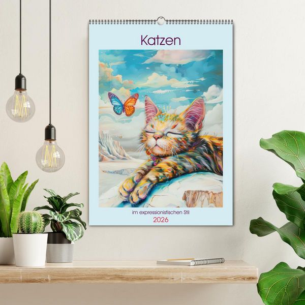 Produktbild: Katzen im expressionistischen Stil (Wandkalender 2026 DIN A2 hoch), CALVENDO Monatskalender