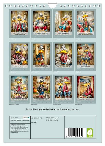 Produktbild: Echte Fieslinge. Gefiederklan im &Uuml;berlebensmodus (Wandkalender 2026 DIN A4 hoch), CALVENDO Monatskalender