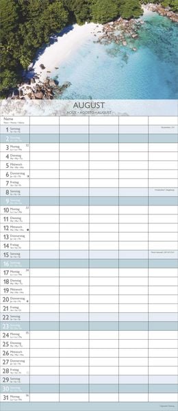 Produktbild: Traumziele 2026 Familienplaner - Familienkalender - Wandkalender - 19,5x45