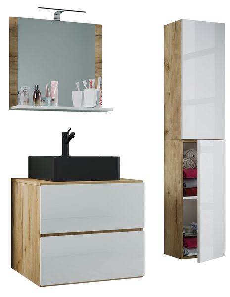 Produktbild: 4-tlg Waschtisch Badm&ouml;bel Lendas 60 cm L Schublade
