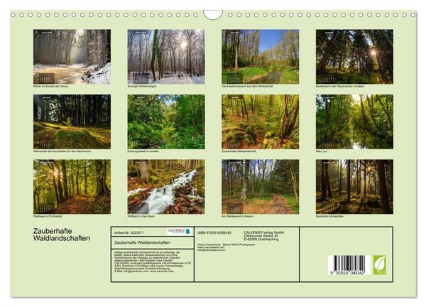 Produktbild: Zauberhafte Waldlandschaften (Wandkalender 2026 DIN A3 quer), CALVENDO Monatskalender