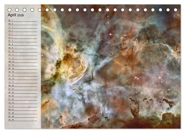 Produktbild: Der Weltraum. Spektakul&auml;re Gasnebel und Galaxien (Tischkalender 2026 DIN A5 quer), CALVENDO Monatskalender
