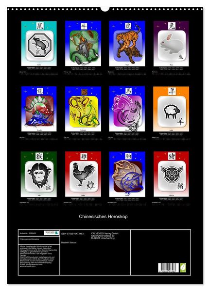 Produktbild: Chinesisches Horoskop (Wandkalender 2026 DIN A2 hoch), CALVENDO Monatskalender
