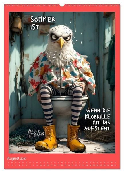 Produktbild: B&ouml;se M&ouml;wen - Kackkalender f&uuml;rs Klo (Wandkalender 2027 DIN A2 hoch), CALVENDO Monatskalender