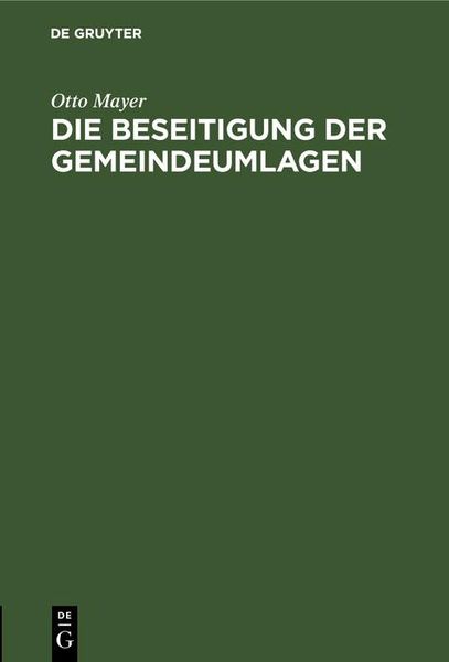 Produktbild: Die Beseitigung der Gemeindeumlagen