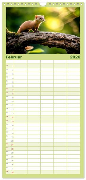 Produktbild: Familienplaner 2026 - Wilde Tierwelt im Wald mit 5 Spalten (Wandkalender, 21 x 45 cm) CALVENDO